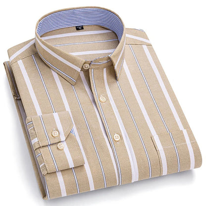 Brookmonts Men’s Plaid Oxford Shirt – Long Sleeve Cotton Oversized
