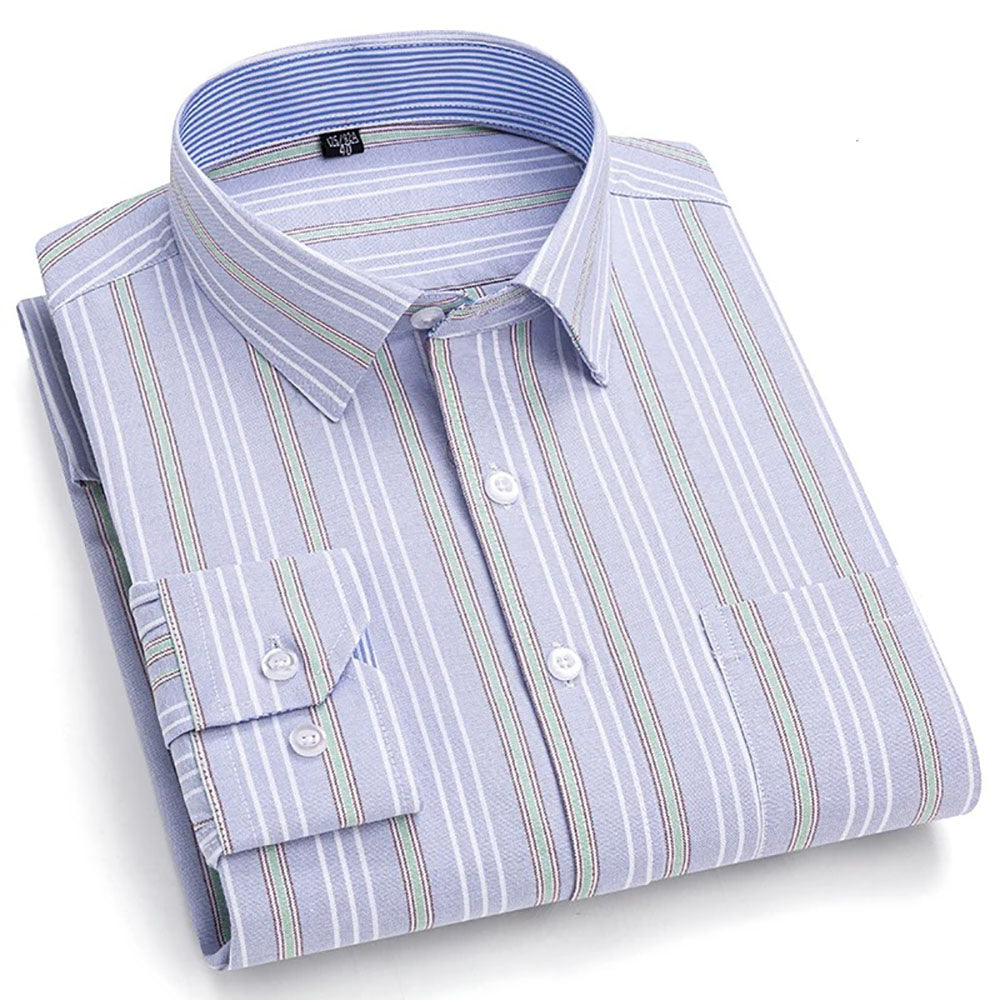 Brookmonts Men’s Plaid Oxford Shirt – Long Sleeve Cotton Oversized