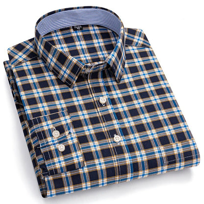 Brookmonts Men’s Plaid Oxford Shirt – Long Sleeve Cotton Oversized