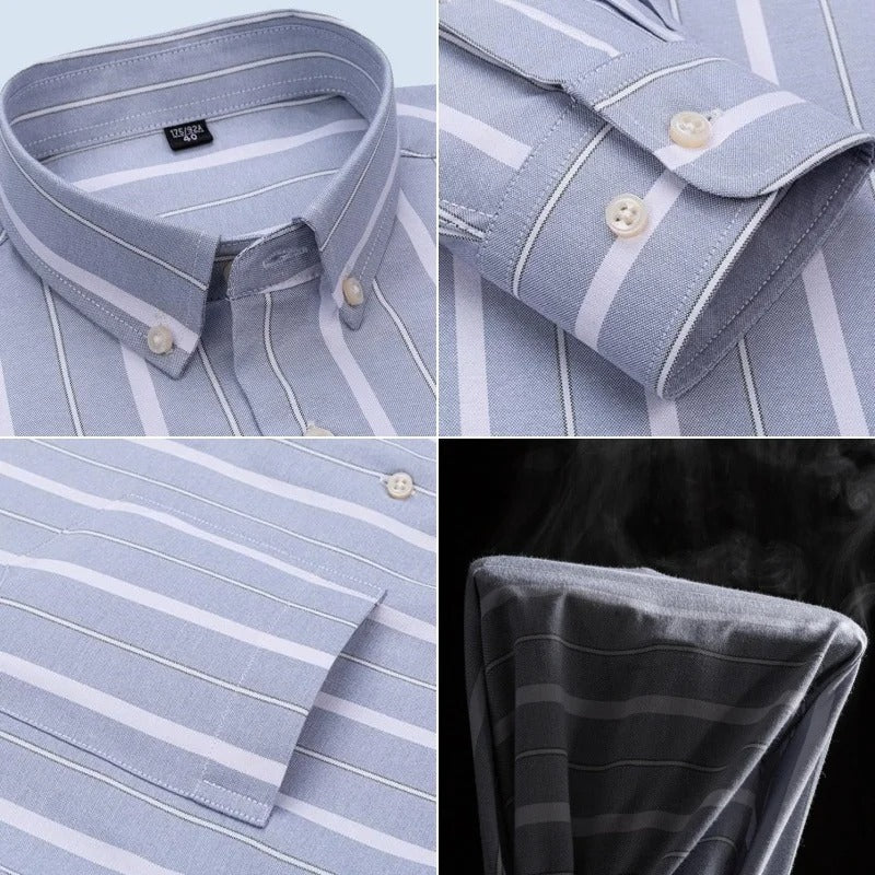 Brookmonts Men’s Plaid Oxford Shirt – Long Sleeve Cotton Oversized