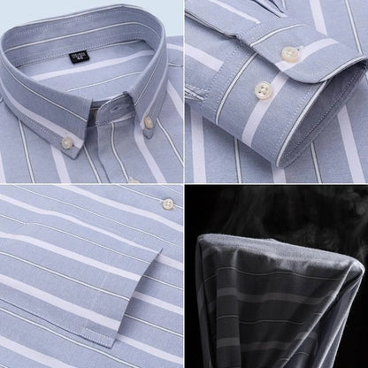 Brookmonts Men’s Plaid Oxford Shirt – Long Sleeve Cotton Oversized