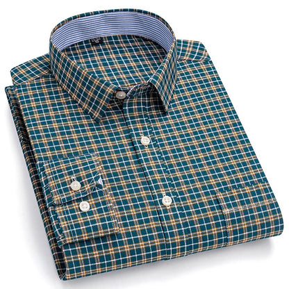 Brookmonts Men’s Plaid Oxford Shirt – Long Sleeve Cotton Oversized