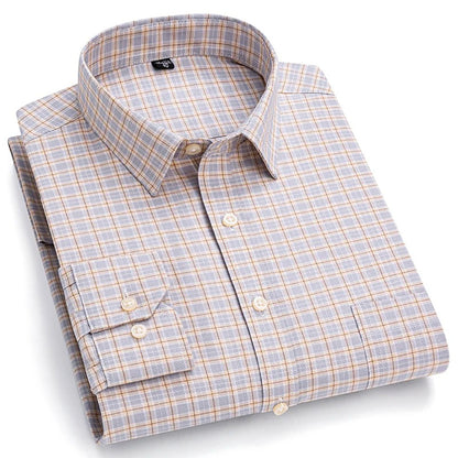 Brookmonts Men’s Plaid Oxford Shirt – Long Sleeve Cotton Oversized