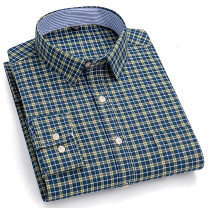 Brookmonts Men’s Plaid Oxford Shirt – Long Sleeve Cotton Oversized