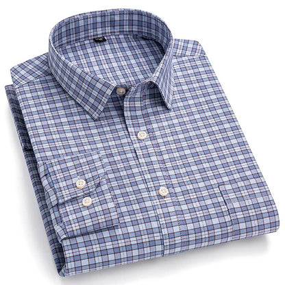 Brookmonts Men’s Plaid Oxford Shirt – Long Sleeve Cotton Oversized