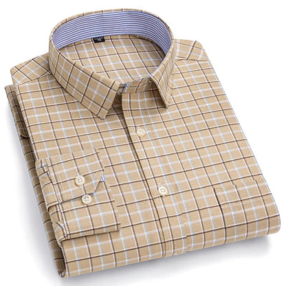Brookmonts Men’s Plaid Oxford Shirt – Long Sleeve Cotton Oversized