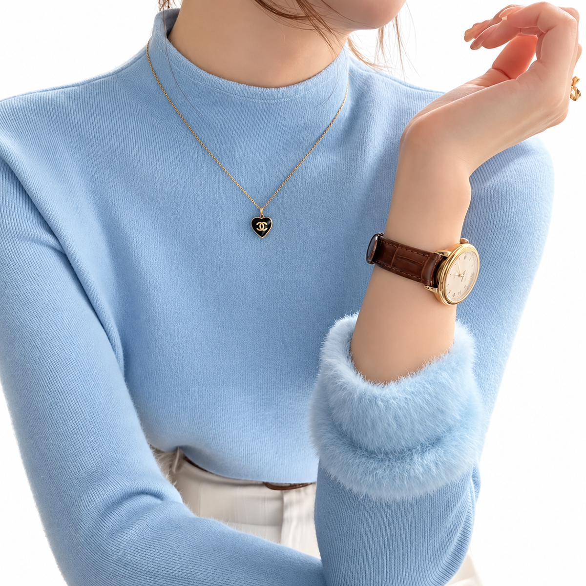 Brookmonts Women’s Fleece Lined Sweater – Mock Neck Knit Pullover