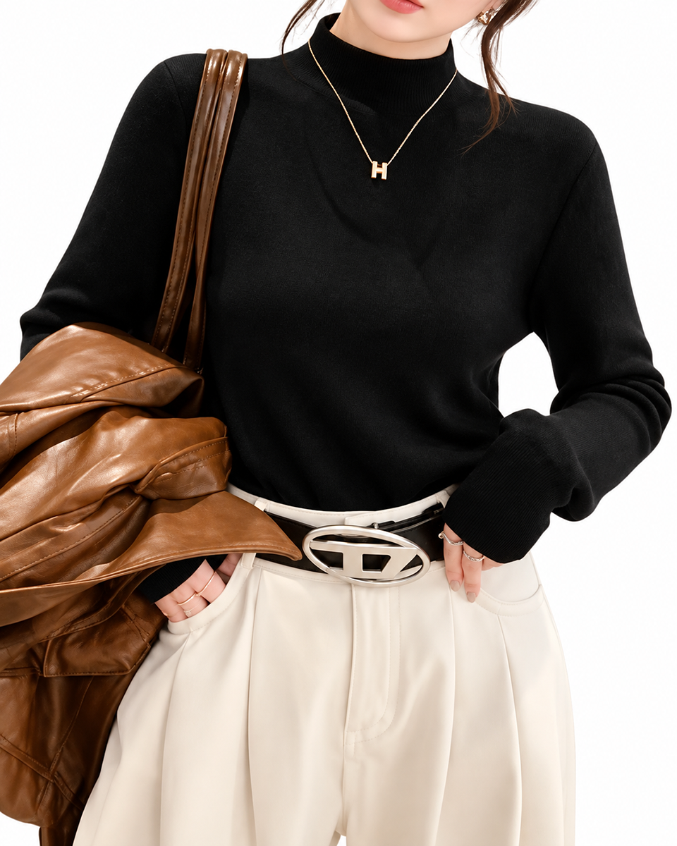 Brookmonts Women’s Fleece Lined Sweater – Mock Neck Knit Pullover