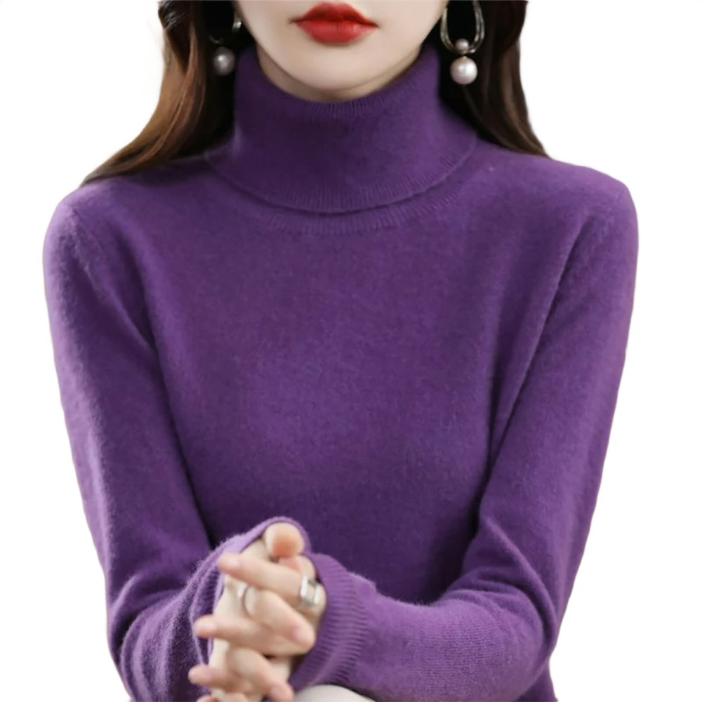 Brookmonts Women’s Merino Wool Sweater – Turtleneck Long Sleeve Knit
