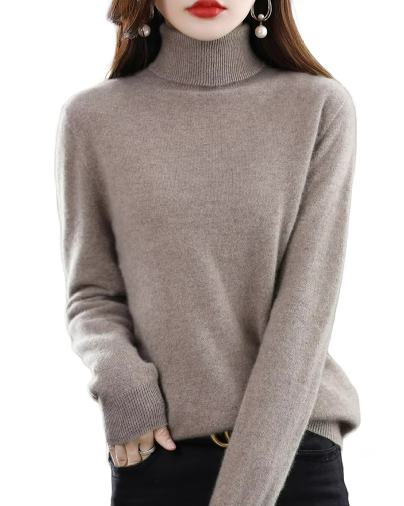 Brookmonts Women’s Merino Wool Sweater – Turtleneck Long Sleeve Knit