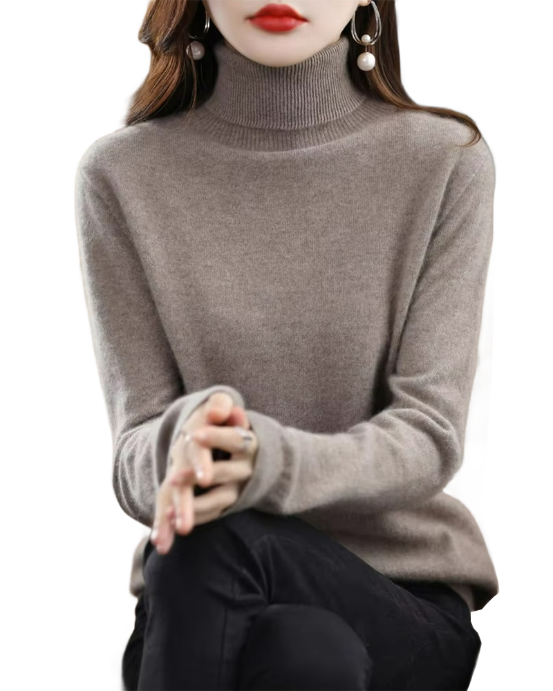 Brookmonts Women’s Merino Wool Sweater – Turtleneck Long Sleeve Knit