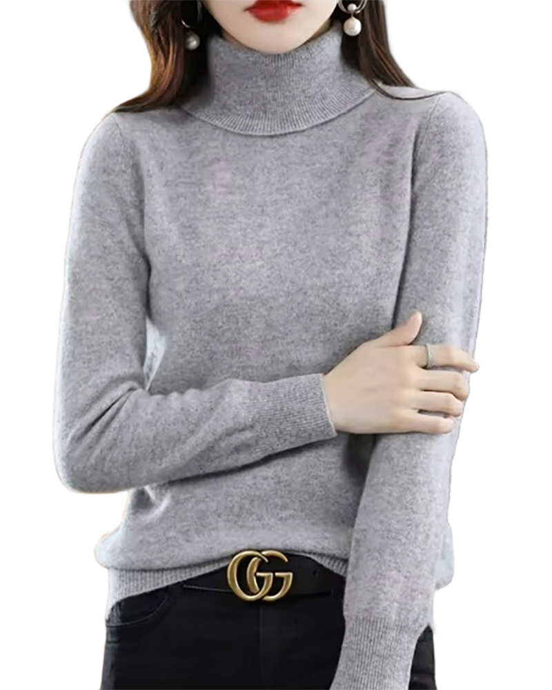 Brookmonts Women’s Merino Wool Sweater – Turtleneck Long Sleeve Knit