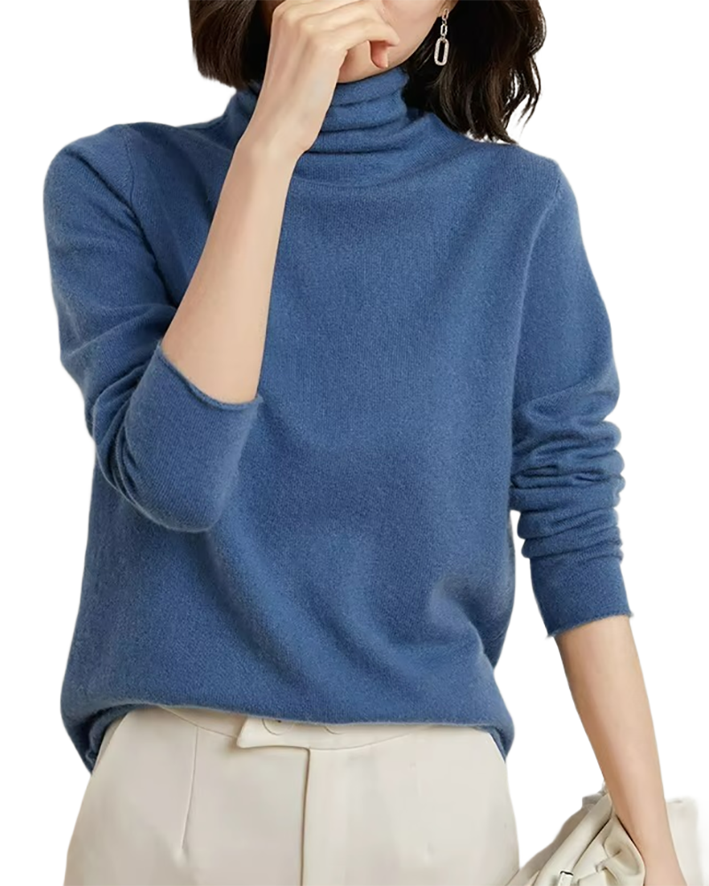 Brookmonts Women’s Merino Wool Sweater – Turtleneck Long Sleeve Knit