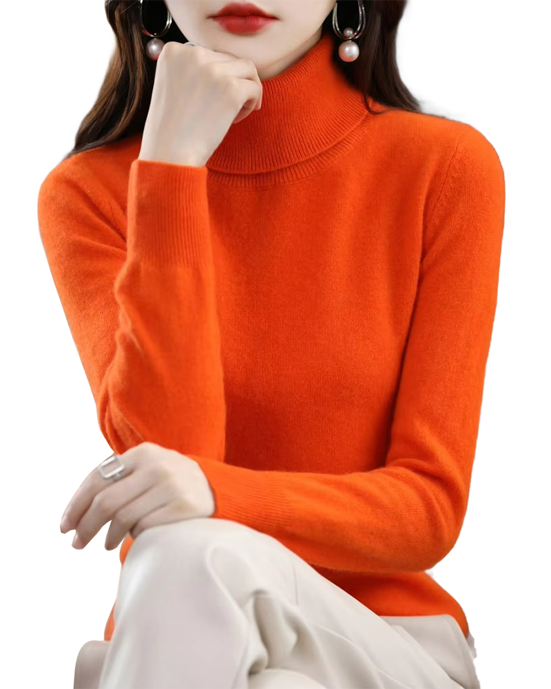 Brookmonts Women’s Merino Wool Sweater – Turtleneck Long Sleeve Knit