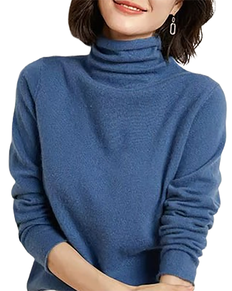 Brookmonts Women’s Merino Wool Sweater – Turtleneck Long Sleeve Knit