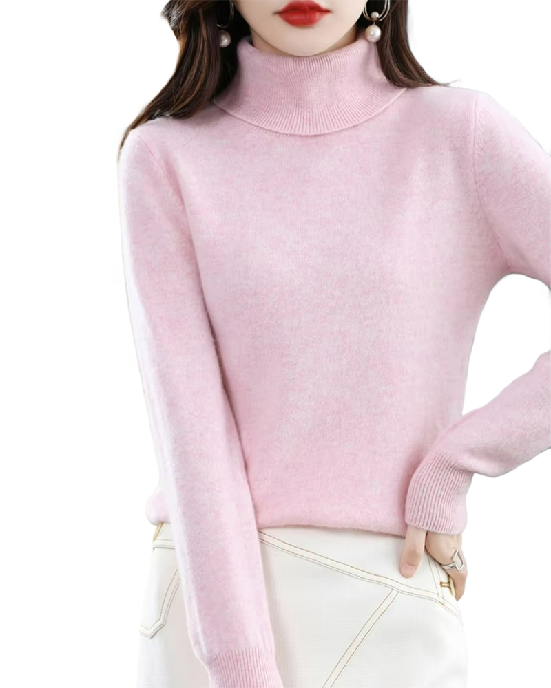 Brookmonts Women’s Merino Wool Sweater – Turtleneck Long Sleeve Knit