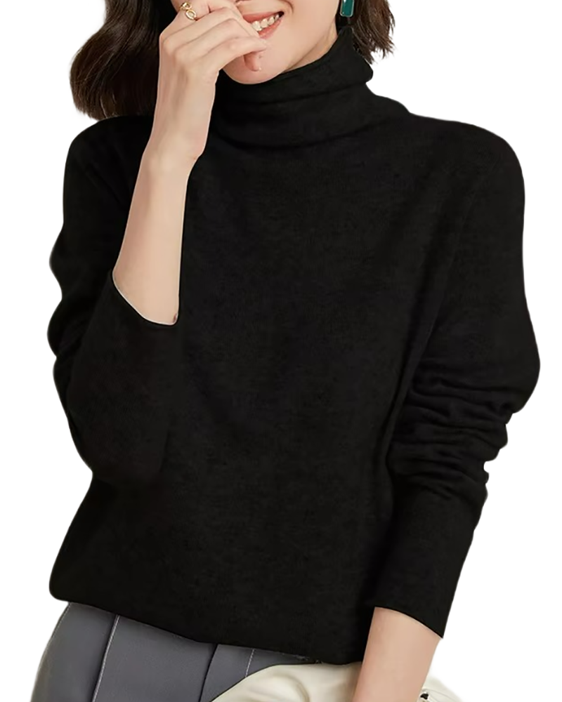 Brookmonts Women’s Merino Wool Sweater – Turtleneck Long Sleeve Knit