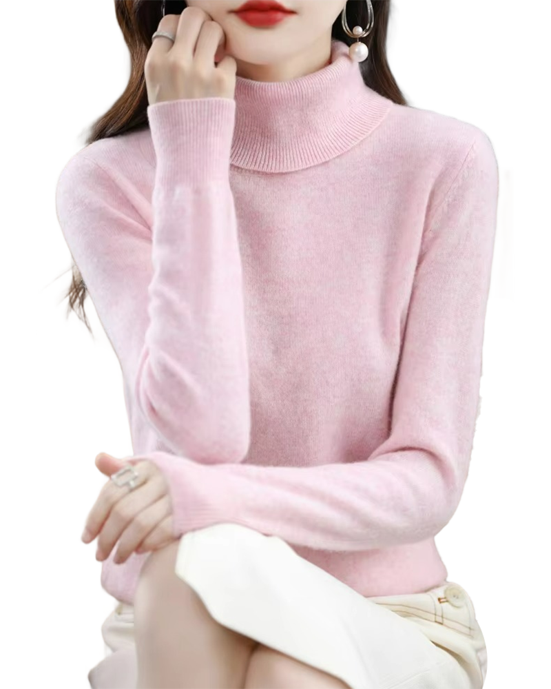 Brookmonts Women’s Merino Wool Sweater – Turtleneck Long Sleeve Knit