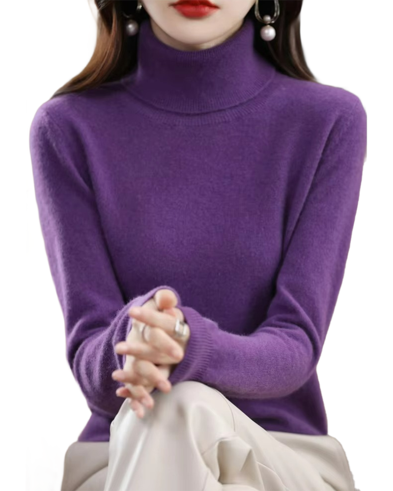 Brookmonts Women’s Merino Wool Sweater – Turtleneck Long Sleeve Knit