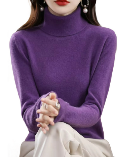 Brookmonts Women’s Merino Wool Sweater – Turtleneck Long Sleeve Knit