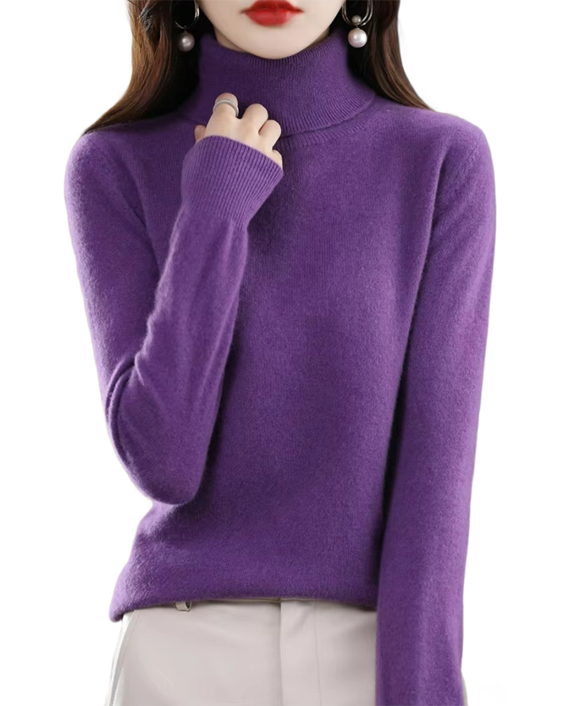 Brookmonts Women’s Merino Wool Sweater – Turtleneck Long Sleeve Knit