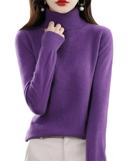 Brookmonts Women’s Merino Wool Sweater – Turtleneck Long Sleeve Knit