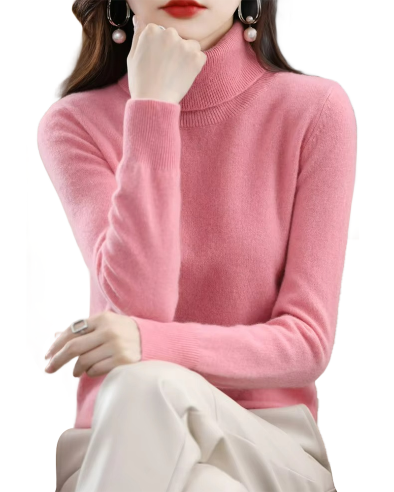 Brookmonts Women’s Merino Wool Sweater – Turtleneck Long Sleeve Knit