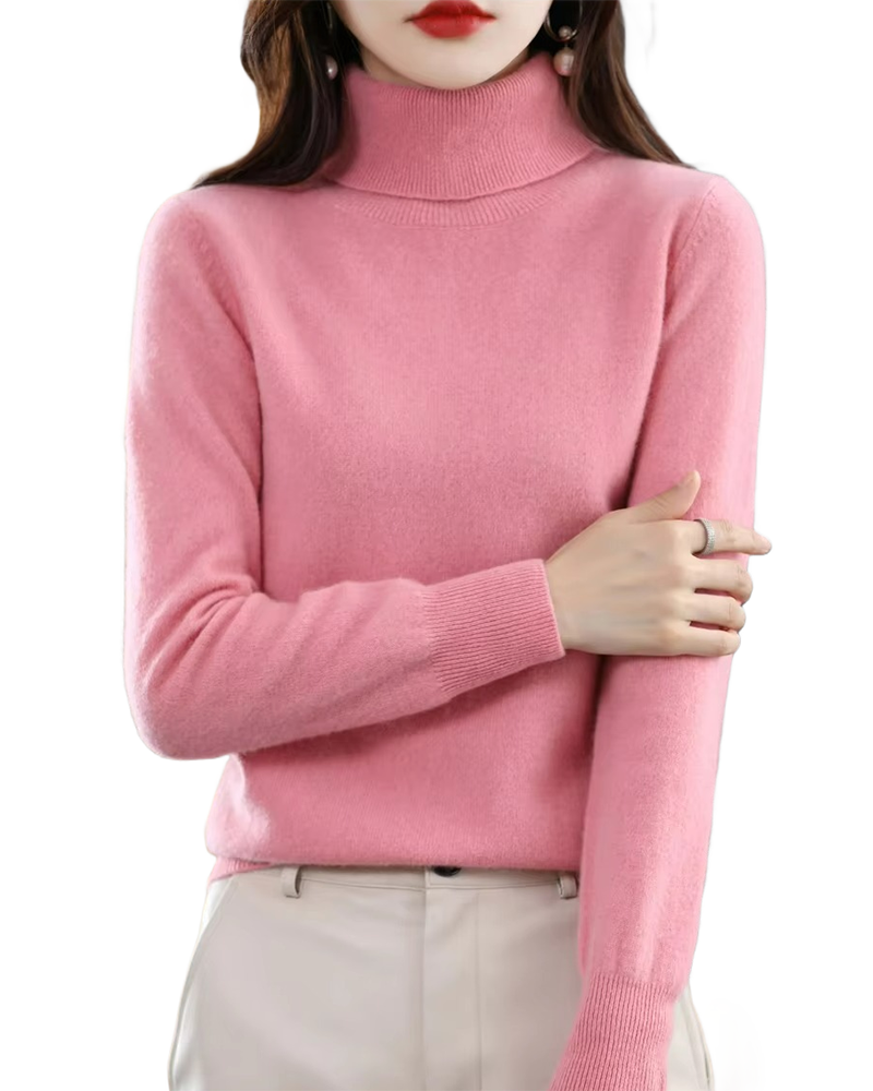 Brookmonts Women’s Merino Wool Sweater – Turtleneck Long Sleeve Knit