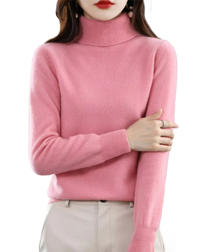 Brookmonts Women’s Merino Wool Sweater – Turtleneck Long Sleeve Knit