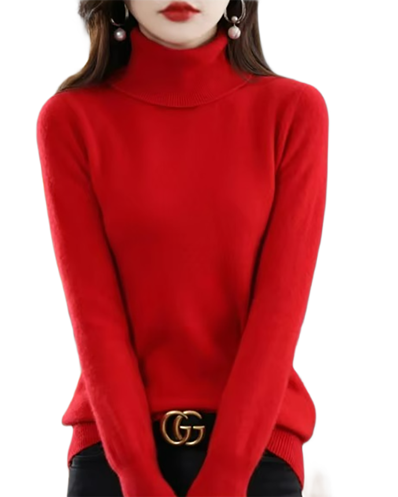 Brookmonts Women’s Merino Wool Sweater – Turtleneck Long Sleeve Knit