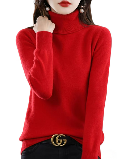 Brookmonts Women’s Merino Wool Sweater – Turtleneck Long Sleeve Knit