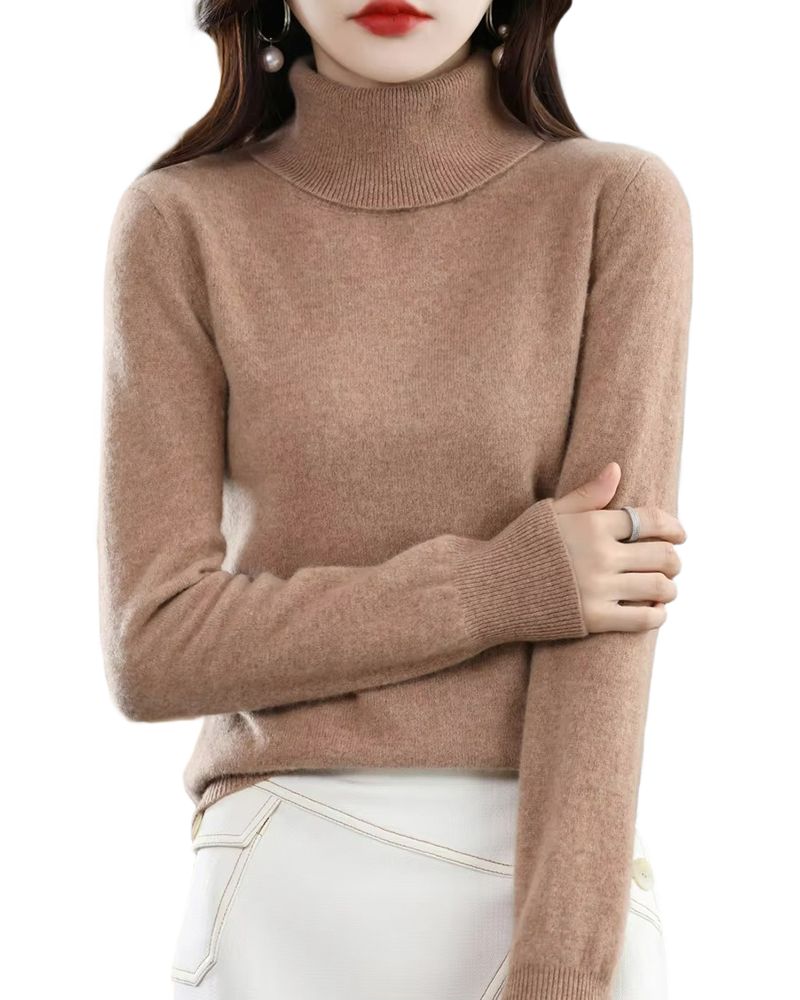 Brookmonts Women’s Merino Wool Sweater – Turtleneck Long Sleeve Knit