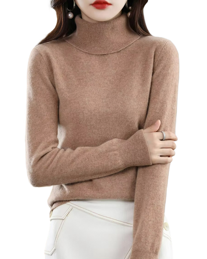 Brookmonts Women’s Merino Wool Sweater – Turtleneck Long Sleeve Knit