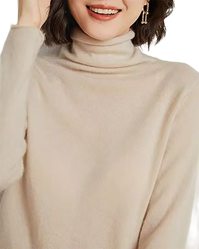 Brookmonts Women’s Merino Wool Sweater – Turtleneck Long Sleeve Knit