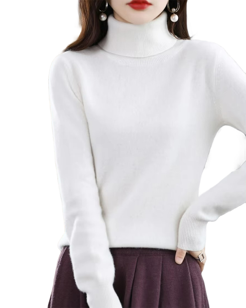 Brookmonts Women’s Merino Wool Sweater – Turtleneck Long Sleeve Knit