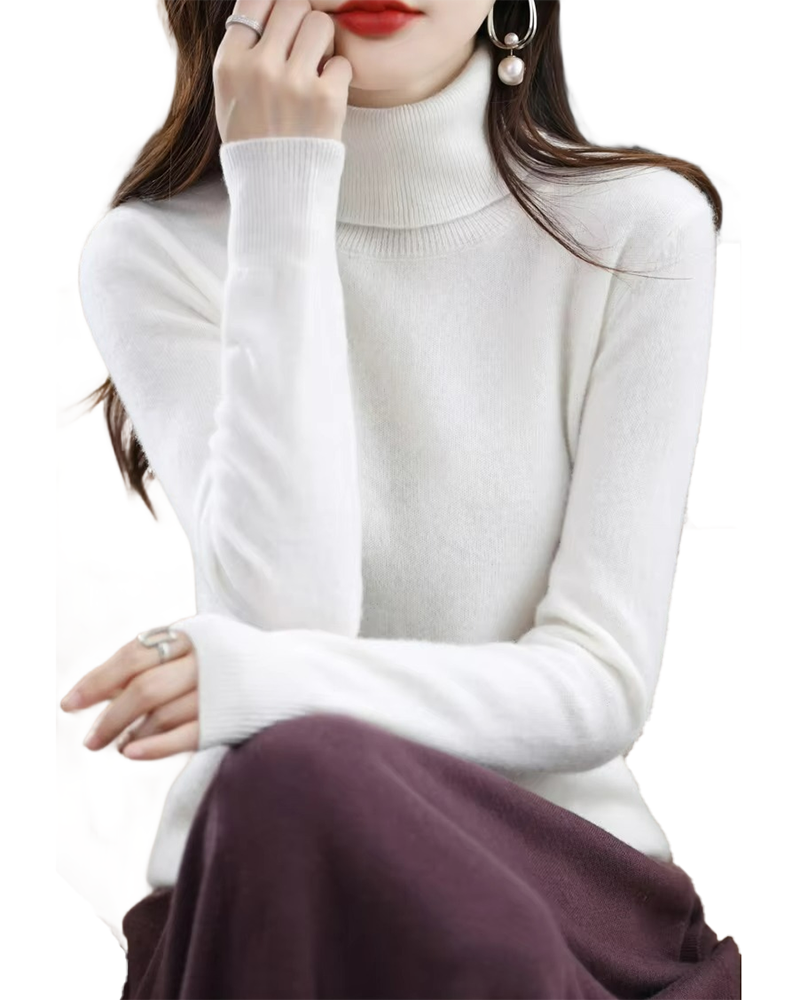 Brookmonts Women’s Merino Wool Sweater – Turtleneck Long Sleeve Knit
