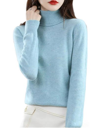 Brookmonts Women’s Merino Wool Sweater – Turtleneck Long Sleeve Knit