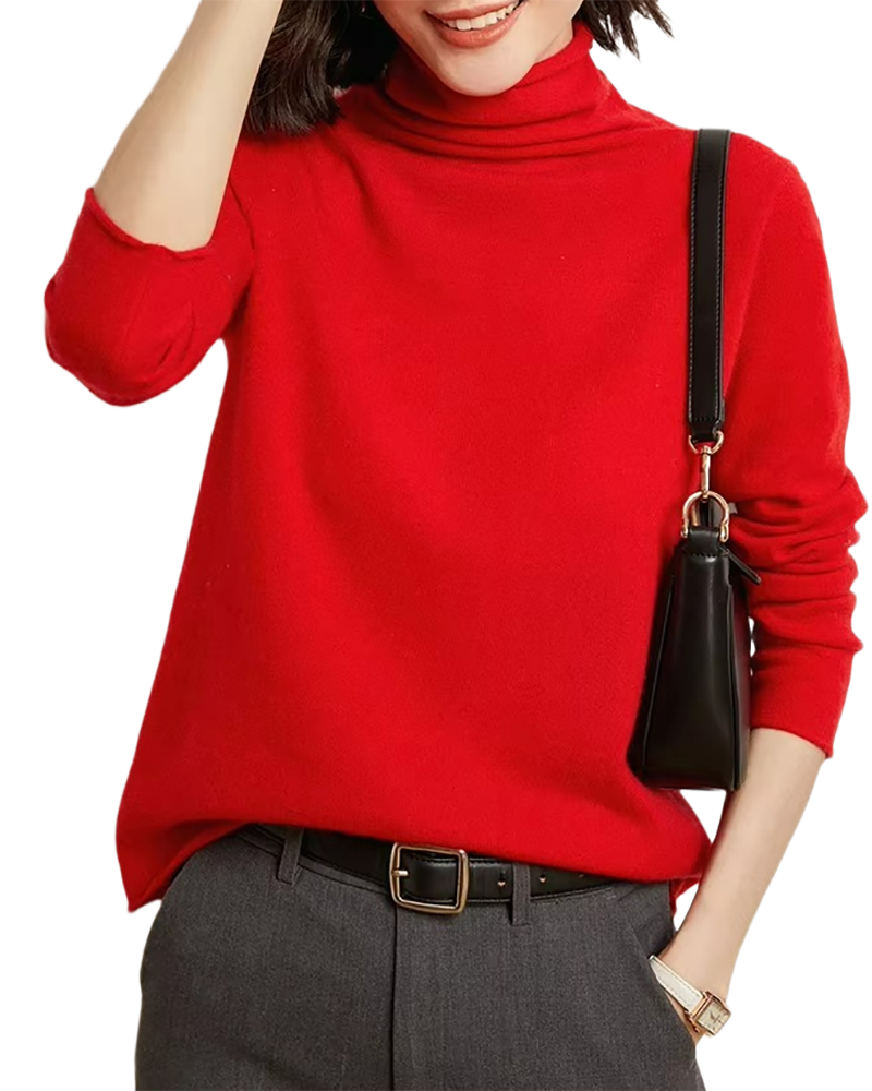 Brookmonts Women’s Merino Wool Sweater – Turtleneck Long Sleeve Knit