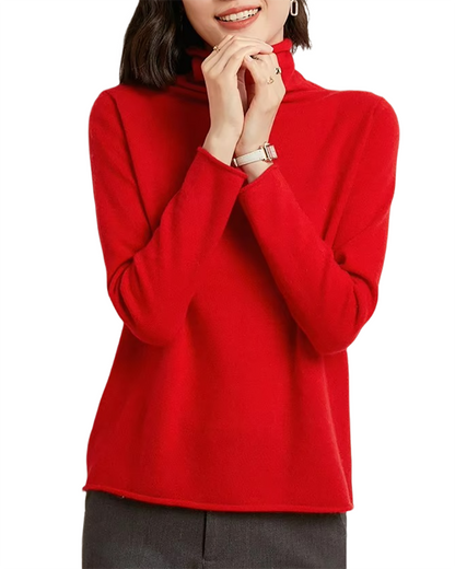 Brookmonts Women’s Merino Wool Sweater – Turtleneck Long Sleeve Knit