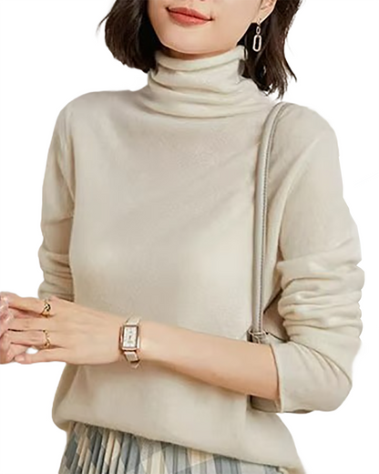 Brookmonts Women’s Merino Wool Sweater – Turtleneck Long Sleeve Knit