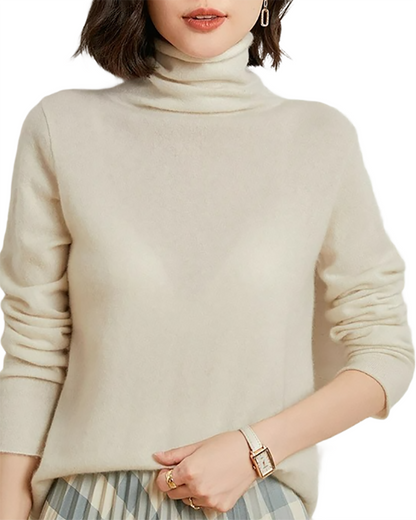 Brookmonts Women’s Merino Wool Sweater – Turtleneck Long Sleeve Knit