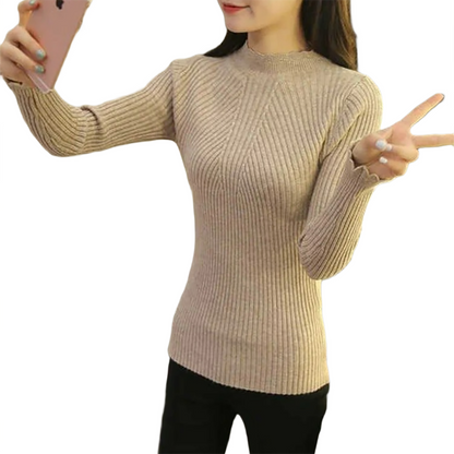 Brookmonts Women’s Mock Neck Sweater – Ruffle Detail Long Sleeve Knit