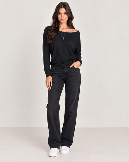 Brookmonts Women’s One-Shoulder Top – Long Sleeve Cotton Blend Shirt