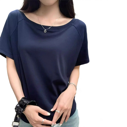 Brookmonts Women’s One-Shoulder Top – Long Sleeve Cotton Blend Shirt