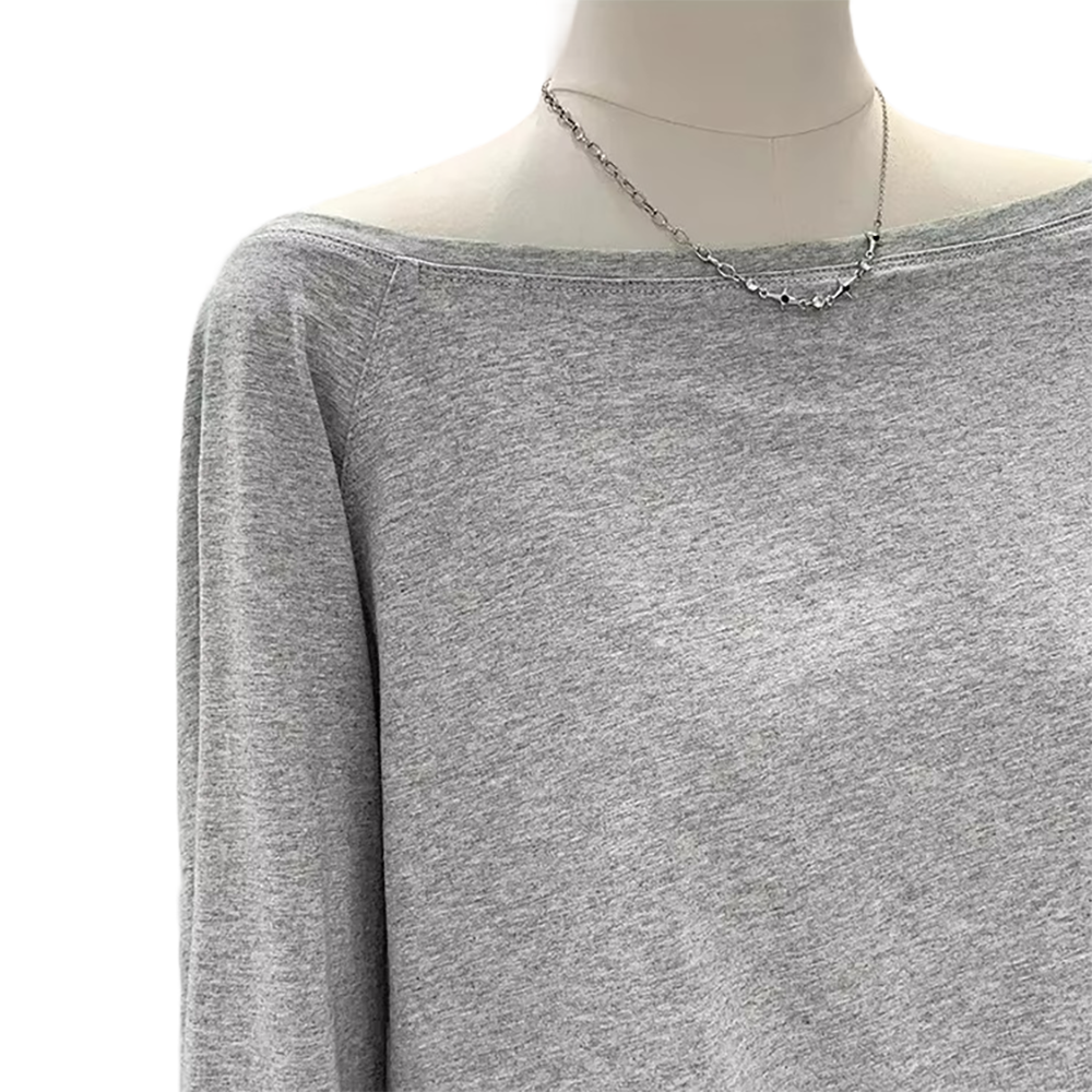 Brookmonts Women’s One-Shoulder Top – Long Sleeve Cotton Blend Shirt