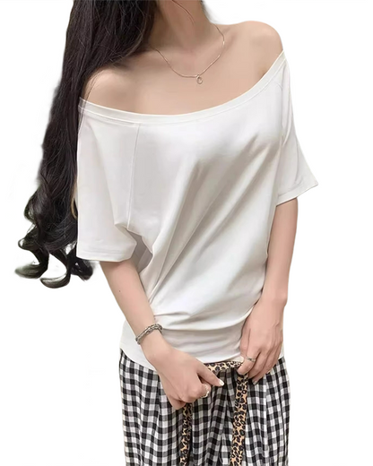 Brookmonts Women’s One-Shoulder Top – Long Sleeve Cotton Blend Shirt