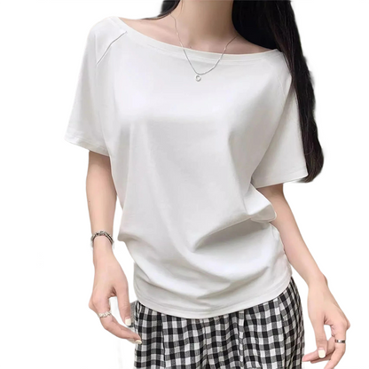 Brookmonts Women’s One-Shoulder Top – Long Sleeve Cotton Blend Shirt