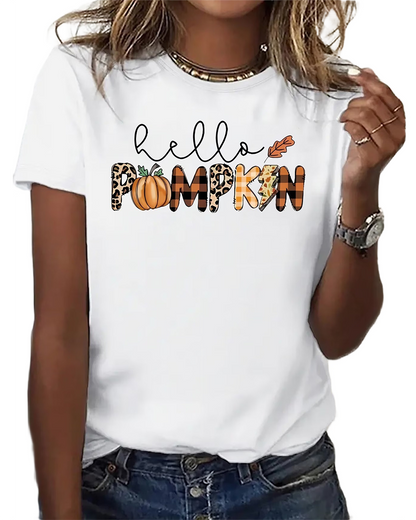 Brookmonts Women’s Pumpkin Graphic T-Shirt Cotton Short Sleeve Fall Tee
