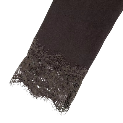 Brookmonts Women’s V-Neck Lace Top – Slim Fit Long Sleeve Pullover