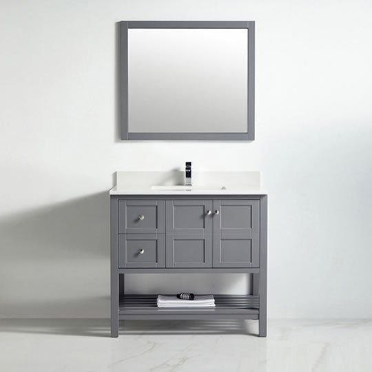 BNK Austin - 36" Vanity with Two door, Two left drawer & soft close. Rock Gray